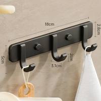 Hook punch-free strong adhesive wall hanging bathroom clothes towel hanger wall bathroom kitchen door behind  Black