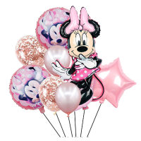 Conjunto de globos de látex de Mickey Minnie de pie con dibujos animados, conjunto de globos de película de aluminio para Fiesta Temática para niños  Multicolor