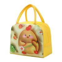 حقيبة غداء كرتونية جديدة من رقائق الألومنيوم السميكة المحمولة المعزولة حقيبة صندوق الغداء للأطفال اللطيفة  أصفر