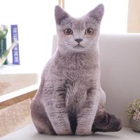 وسادة دمية قطيفة لطيفة على شكل قطة ثلاثية الأبعاد  رمادي