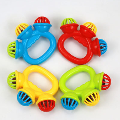 Baby soothing rattle 0-3 years old, three-headed sound hand-cranked bell, colorful baby hand-caught rattle wholesale, dropshipping
