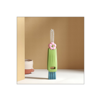 Petal three-in-one cup cover brush multi-functional gap cleaning brush bottle cup mouth cup brush cleaning cup artifact groove  Green