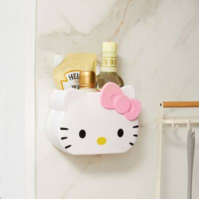 Cute cartoon tile wall nail-free storage rack toothpaste and toothbrush wall storage box