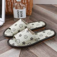 Slippers for women summer home four seasons home indoor wooden floor soft sole couple leather slippers silent sandals for men  White