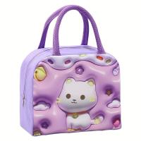 3d Cartoon Cute Pet Lunch Bag, Children’S Portable Lunch Bag With Rice  Purple