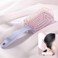 Macaron large curved comb scalp massage comb men's fluffy comb curly hair styling comb arc nine ribs comb  Purple