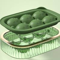 Ice cube mold food grade household ice making round ice tray with lid  Green