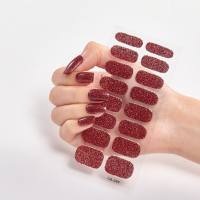 Sparkly Full Cover Nail Art Stickers 16pcs - Self-Adhesive Nail Decals for Women - Easy to Apply and Long-Lasting Nail Art Strips  Red