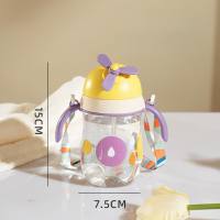 Sippy cup, baby and children's water cup, big baby 1-3 years old drinking water sling handle dual-purpose learning drinking cup  Purple