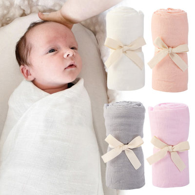 Couverture d'emmaillotage de couleur unie en pur coton pour bébé