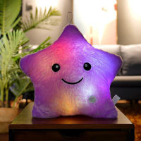 Juguete de peluche de estrella de luz luminosa colorida, almohada de estrella de cinco puntas de dibujos animados  Púrpura