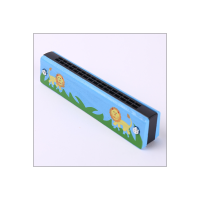 ألعاب موسيقية للأطفال على شكل هارمونيكا ذات 16 فتحة من الخشب الكرتوني  أزرق