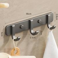 Hook punch-free strong adhesive wall hanging bathroom clothes towel hanger wall bathroom kitchen door behind  Gray