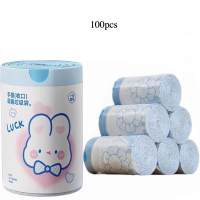 Cute cartoon high-value blue heart rabbit drawstring household kitchen portable thickened garbage bag printing 100 pieces  Multicolor
