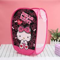 Cute Foldable Laundry Toys Tidy Clothes Socks Basket Storage Bag (Pink Kitty Cat)  Multicolor