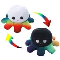 Kreatives Octopus zweiseitiges Plüschausdruck-Puppenspielzeug  Mehrfarbig