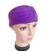 Mikrofaser-Stirnband mit Klettverschluss für Damen, Gesichtswasch- und Make-up-Handtuch, Sport- und schweißabsorbierendes, rutschfestes Yoga-Stirnband  Lila