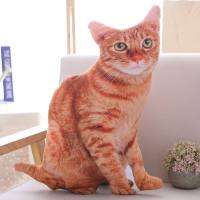 Cute Simulation Cat Plush Doll, 3d Cat Pillow, Sofa Cushion Nap Pillow  Brown