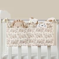 European and American double-layer pure cotton baby bedside storage bag double pocket stroller hanging bag printed baby bottle hanging bag  Multicolor