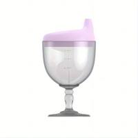 Children's high-foot milk cup anti-fall learning drinking cup baby home drinking water  Light Purple