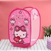 Cute Foldable Laundry Toys Tidy Clothes Socks Basket Storage Bag (Pink Kitty Cat)  Pink
