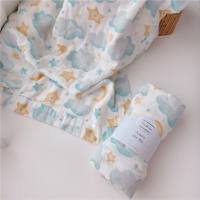 Baby Pure Cotton Moon and Star Pattern Warm Wrap Blanket  Multicolor