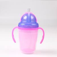 Double-layer insulated straw cup, baby learning drinking cup, leak-proof water cup, children's dual-purpose cup, double-layer straw cup  Purple