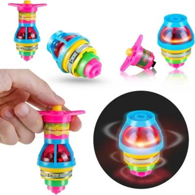 LED Light Up Flashing UFO Spinning Tops with Gyroscope Novelty Bulk Toys Party Favors