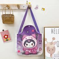 Cute Girls Cartoon Canvas Bag Cute Bunny Students Shoulder Large Capacity Hand Carry Crossbody Bag  Purple