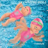 Swimming Doll, Windup 6 Inch Swimming Girl Bath Toy Bathtub Swimming Doll Clockwork Swimming Tub Toy Backstroke Freestyle Swim Toy Water Toy  Pink