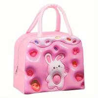 3d Cartoon Cute Pet Lunch Bag, Children’S Portable Lunch Bag With Rice  Pink
