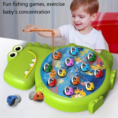 Simulierter magnetischer Dinosaurier-Angelteller für Kinder, Lernspielzeug für die frühe Kindheit, interaktives Eltern-Kind-Angelspielzeug