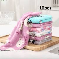 Household kitchen coral fleece dishwashing towel oil-free printed rag double-sided thick absorbent cleaning cloth  Multicolor