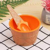 Ice cream spoon bowl cutlery set  Orange