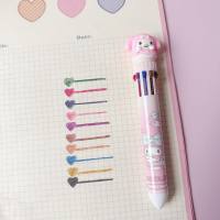 Cute creative ten-color push pen multi-color pen multi-function color handbook ballpoint pen  Pink