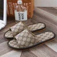 Slippers for women summer home four seasons home indoor wooden floor soft sole couple leather slippers silent sandals for men  Multicolor