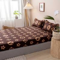 Fitted bed cover single piece, pillowcase 1 pair  Brown