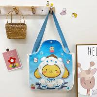 Cute Girls Cartoon Canvas Bag Cute Bunny Students Shoulder Large Capacity Hand Carry Crossbody Bag  Multicolor