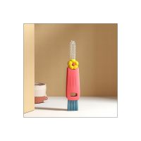 Petal three-in-one cup cover brush multi-functional gap cleaning brush bottle cup mouth cup brush cleaning cup artifact groove  Red