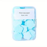 Disposable soap tablets for travel portable soap paper soap tablets for students and children to carry with them petal hand washing tablets  Blue