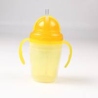 Double-layer insulated straw cup, baby learning drinking cup, leak-proof water cup, children's dual-purpose cup, double-layer straw cup  Yellow