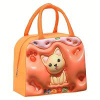 3d Cartoon Cute Pet Lunch Bag, Children’S Portable Lunch Bag With Rice  Orange