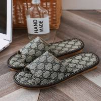 Slippers for women summer home four seasons home indoor wooden floor soft sole couple leather slippers silent sandals for men  Gray