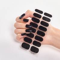 Sparkly Full Cover Nail Art Stickers 16pcs - Self-Adhesive Nail Decals for Women - Easy to Apply and Long-Lasting Nail Art Strips  Black