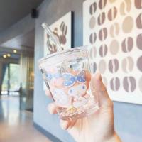 Hochwertiger Strohhalmbecher aus Glas für den Haushalt, Milch- und Saftbecher  Mehrfarbig