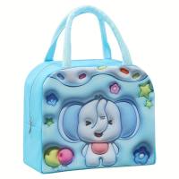 3d Cartoon Cute Pet Lunch Bag, Children’S Portable Lunch Bag With Rice  Blue