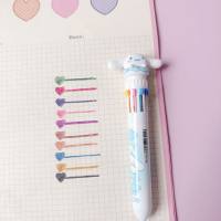 Cute creative ten-color push pen multi-color pen multi-function color handbook ballpoint pen  White