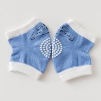 New non-slip children's cotton knee pads baby crawling knee pads terry thickened mesh breathable baby knee pads summer  Blue