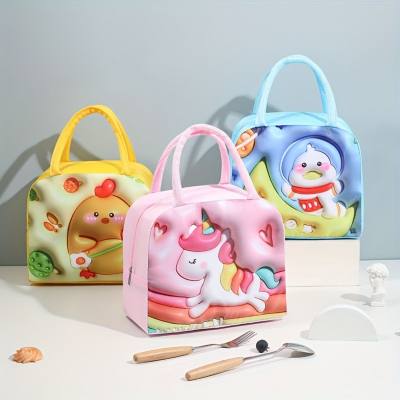 Nuova borsa per il pranzo in cartone animato, foglio di alluminio addensato, borsa per il pranzo isolante portatile in uscita, borsa per il pranzo carina per bambini