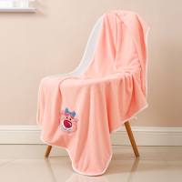 Coral Fleece Strawberry Bear Bath Towel  Pink